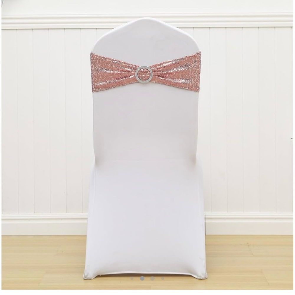 Rose gold sequins chair sashes